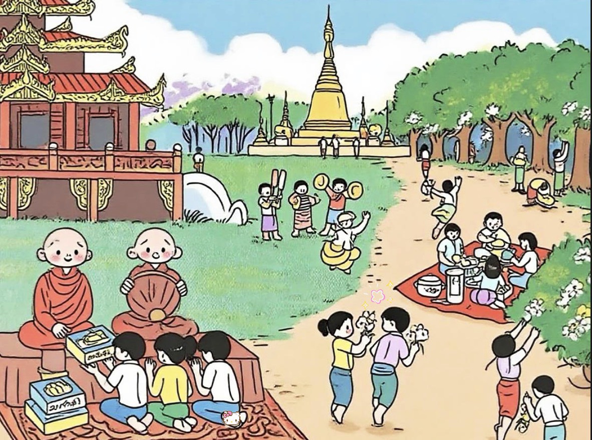 瓦梭月盈日Waso Full Moon Day（ဝါဆိုလပြည့်နေ့ 音Waso La Pyae Ne）